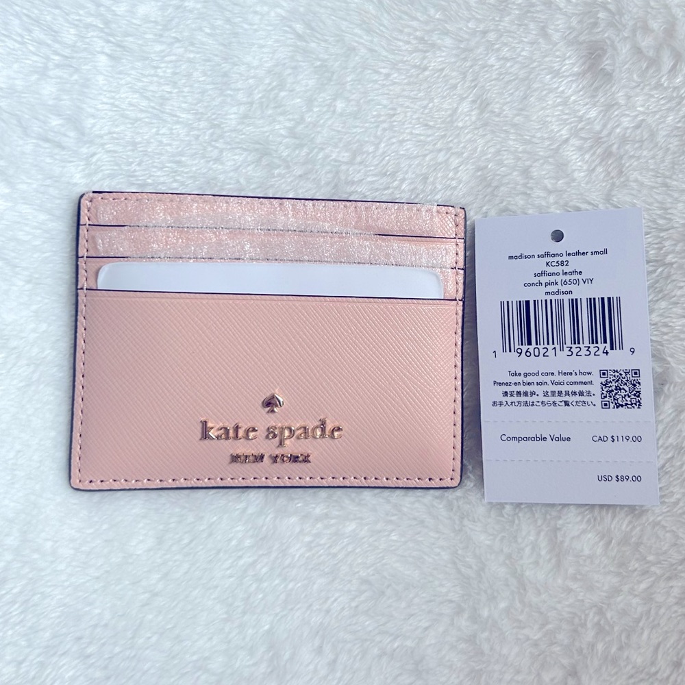 COPY - Kate Spade Madison small slim card holder in conch pink 🩷
